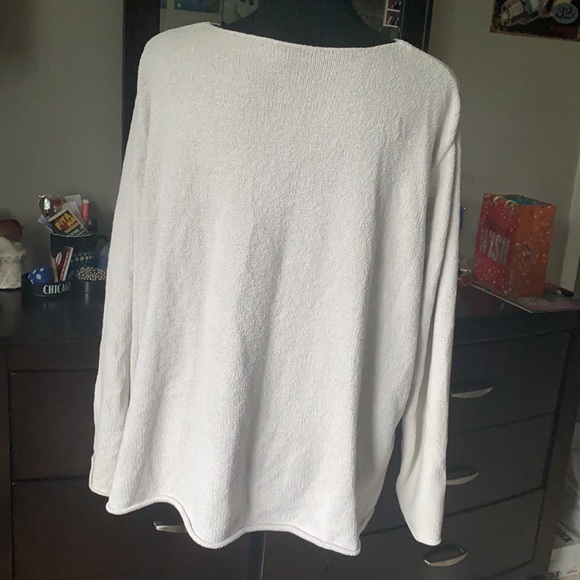 J.Jill 2X Soft Beige Long Sleeve Biconstituent Fiber V-Neck Shirt - Picture 3 of 12